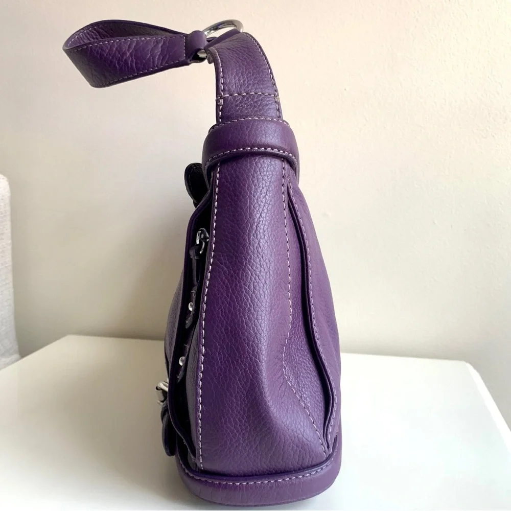 Maxx New York Signature Purple Pebbled Leather Handbag - Picture 4 of 14